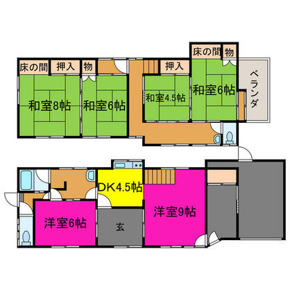 宍粟市 山崎町山田（播磨新宮駅） 2階建 ６ＤＫ