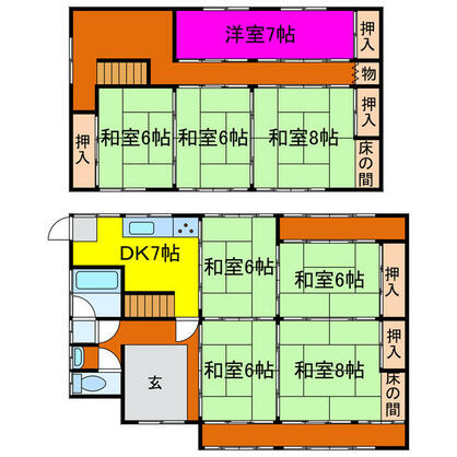 宍粟市 一宮町上岸田（播磨新宮駅） 2階建 ８ＤＫ