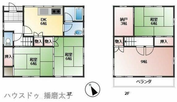 たつの市 龍野町中井（本竜野駅） 2階建 ４ＳＤＫ