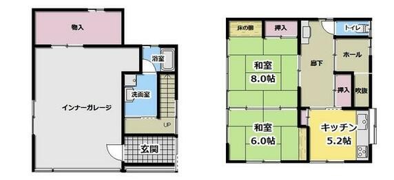 宍粟市 山崎町鹿沢（播磨新宮駅） 2階建 ２ＤＫ