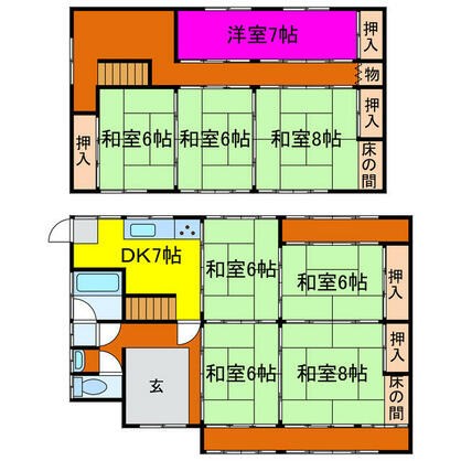 宍粟市 一宮町上岸田（播磨新宮駅） 2階建 ８ＤＫ