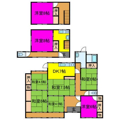 宍粟市 山崎町岸田（播磨新宮駅） 平屋建 ６ＤＫ