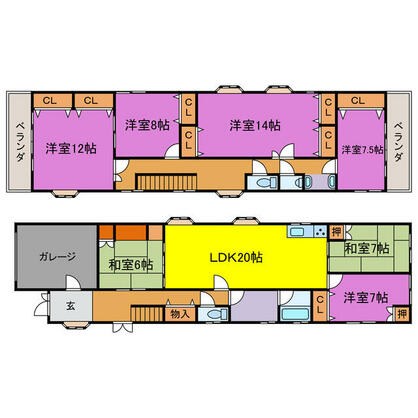宍粟市 山崎町山崎（播磨新宮駅） 2階建 ７ＬＤＫ