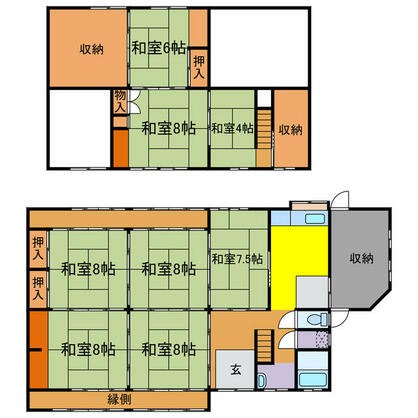 宍粟市 波賀町原（播磨新宮駅） 2階建 ８ＤＫ