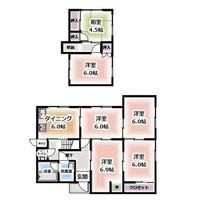 宍粟市 山崎町中（播磨新宮駅） 2階建 ６ＤＫ
